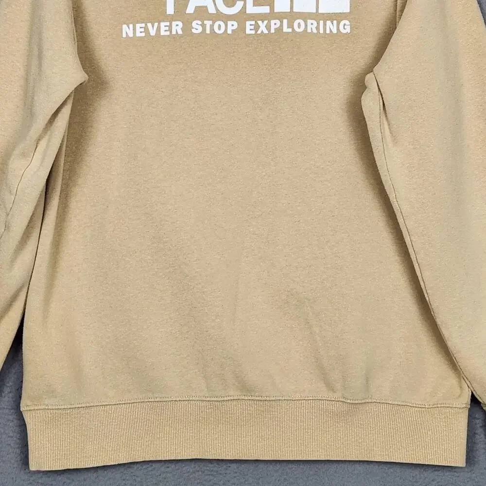 North Face Never Stop Exploring Hoodie Mens Large Beige Pullover Fleece A7R9H